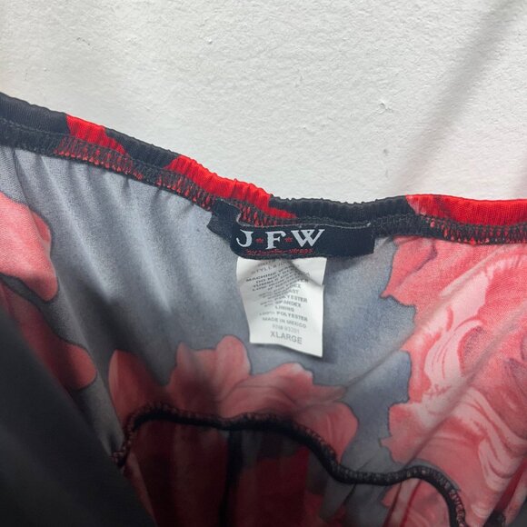 Y2k Red & Black Floral Sleeveless JFW baby-doll Dress Waist Tie - XL whimsigoth - Picture 6 of 9